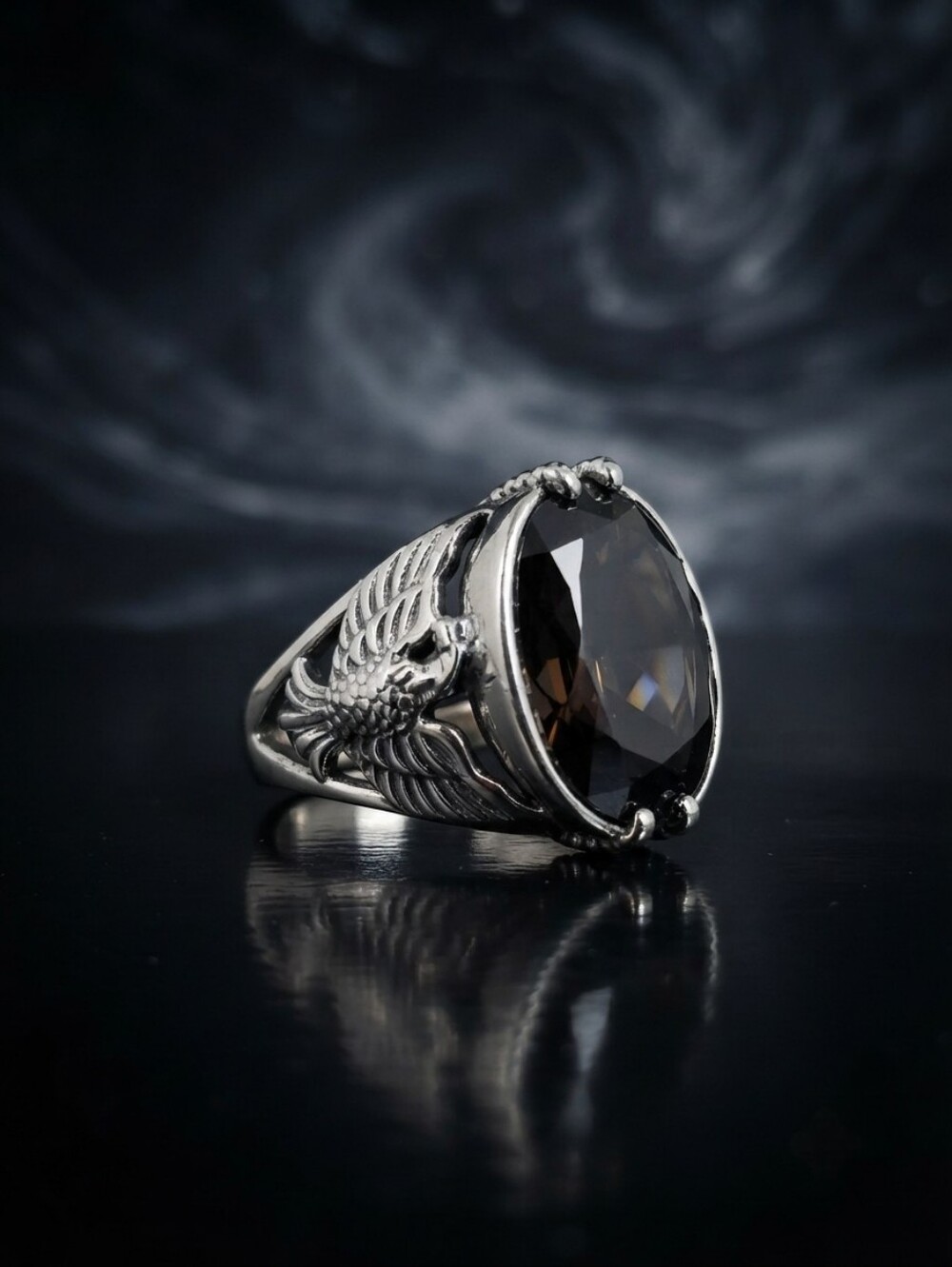 Elite Shungite Bird Themed Sterling Silver Ring 5.25 CTW